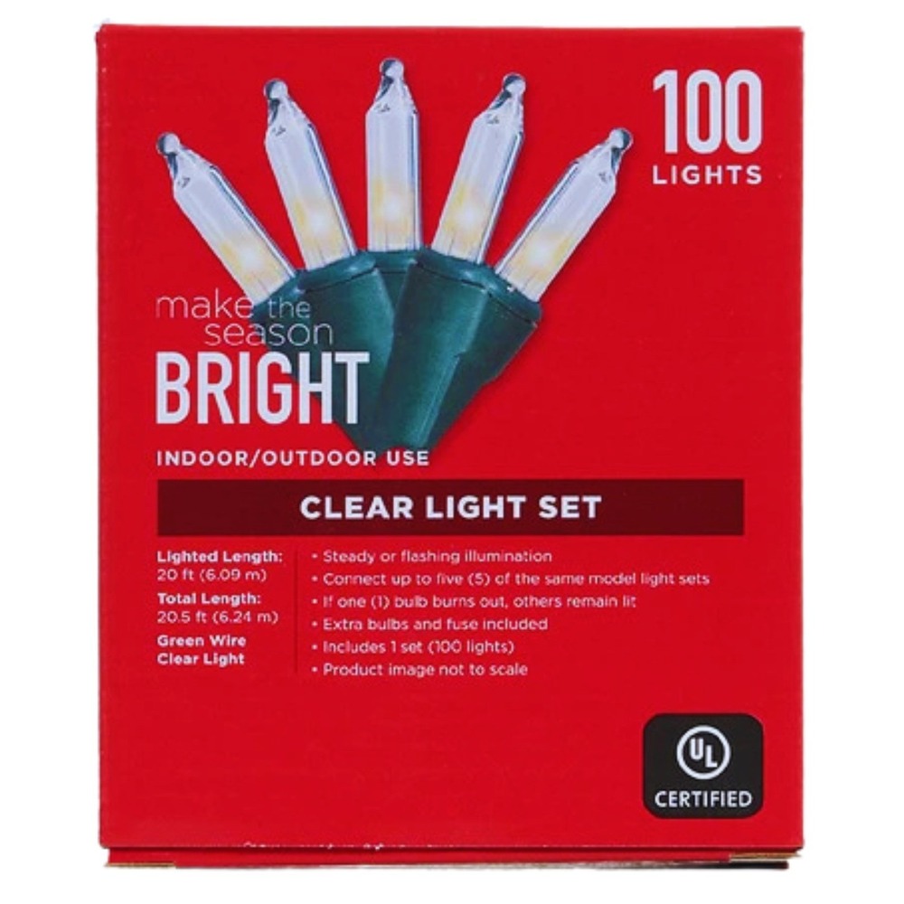 Make the Season Bright Mini-Clear String Decorative Christmas Party Light 100ct